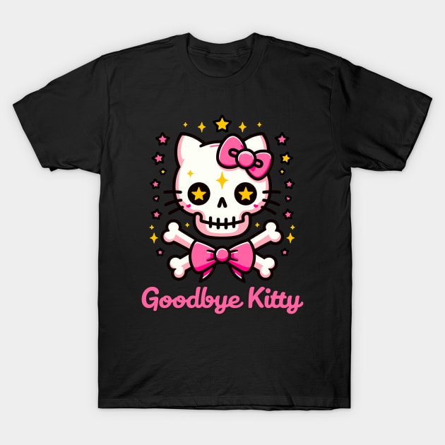 Goodbye kitty preppy skull Pink skeleton of a kitty Goodbye